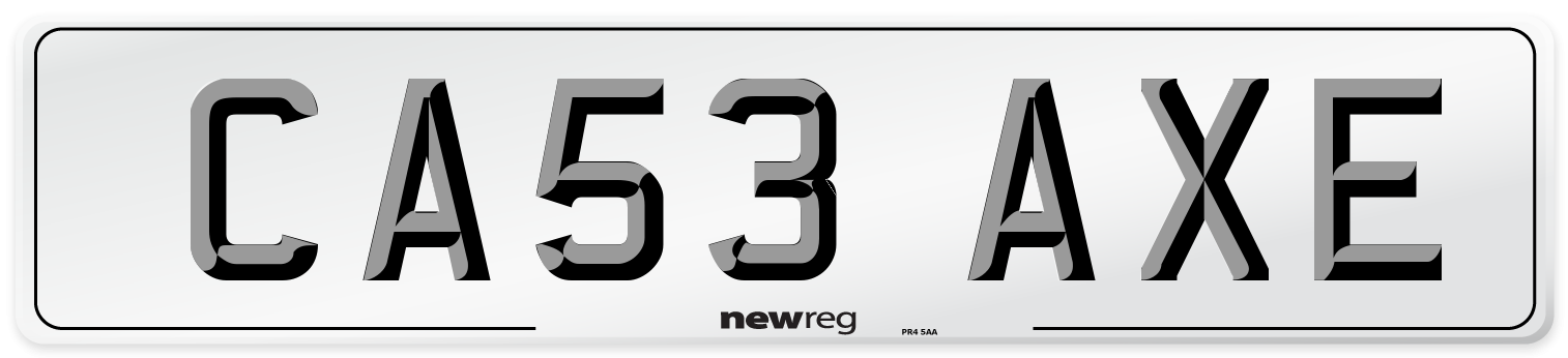 CA53 AXE Number Plate from New Reg